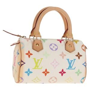 LOUIS VUITTON Monogram Multicolor Mini Speedy Hand Bag White M92645 Auth 143167A